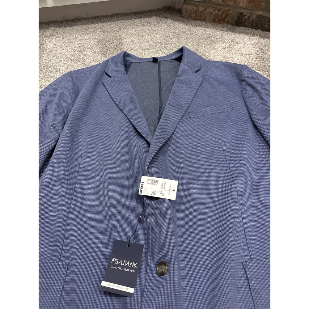 NEW Jos A Bank Blazer Traditional Fit Houndstooth 3X Blue Jacket Sport Coat $139